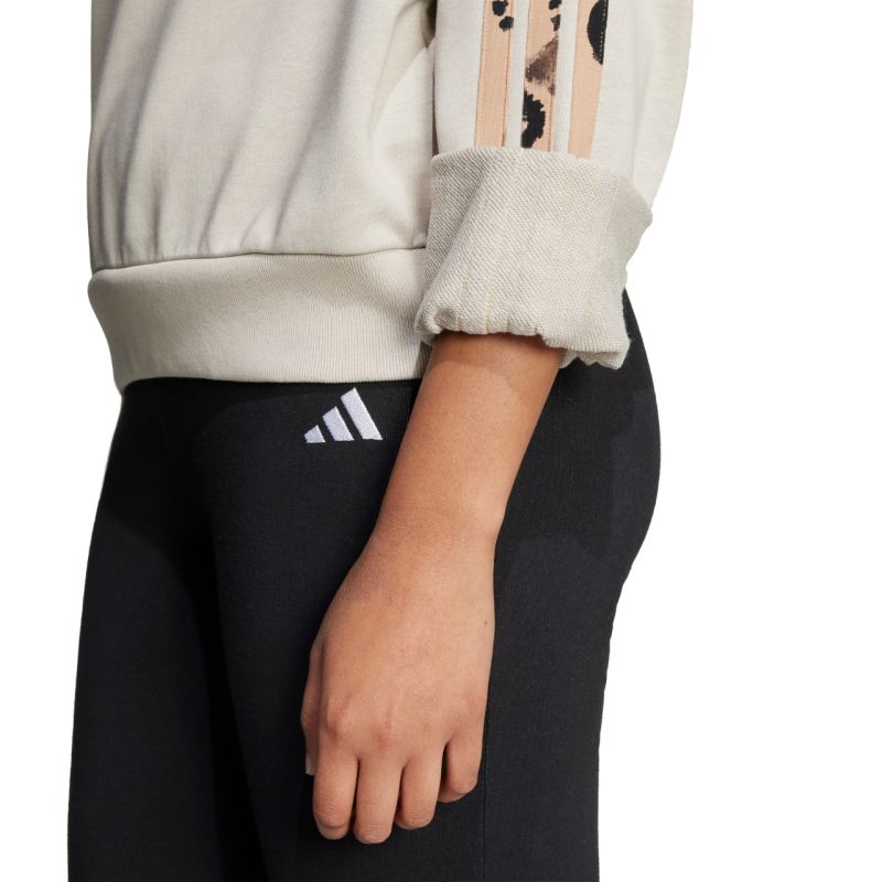 adidas Women's Animal Print 3-Stripes French Terry Sweatshirt Cream JM1836 General