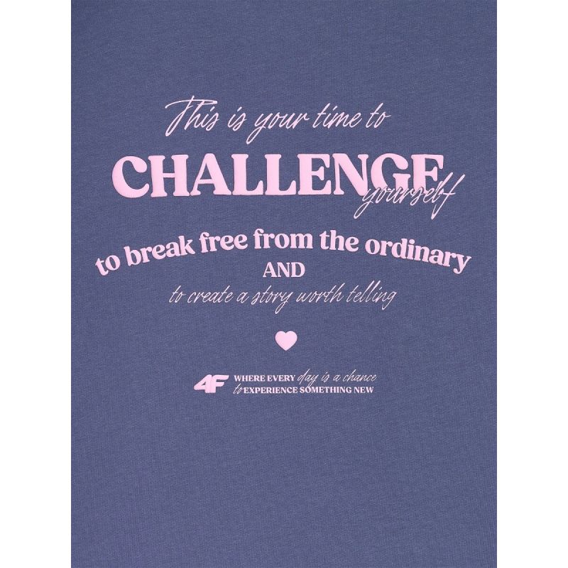 Oversized longsleeve with print for girls 4F 4FJRAW25TLONF589-33S hosszú ujjú póló
