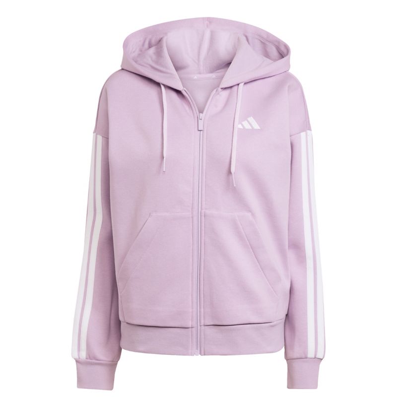 adidas Women's Essentials 3-Stripes Full-Zip Fleece Hoodie Purple JY3080 Ruházat