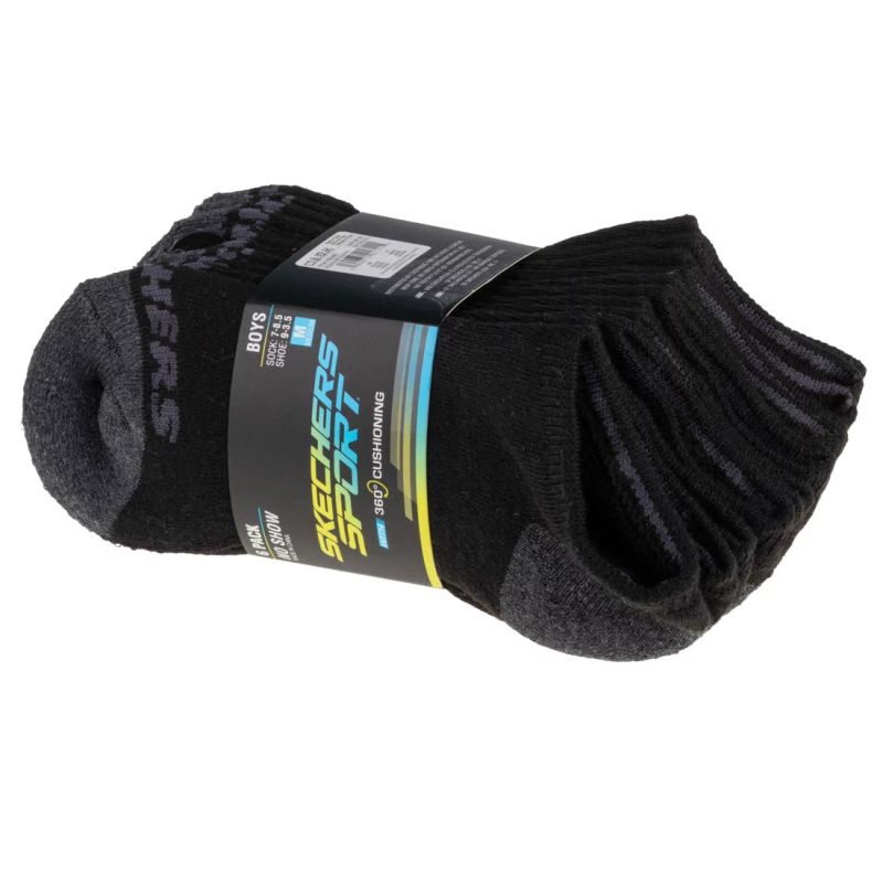 Skechers 6pk No Show Socks S108264-BLK Zokni