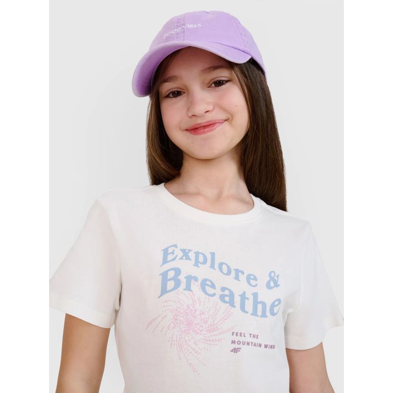 4f Girls' regular printed T-shirt 4FJWSS25TTSHF1854-11S Ruházat