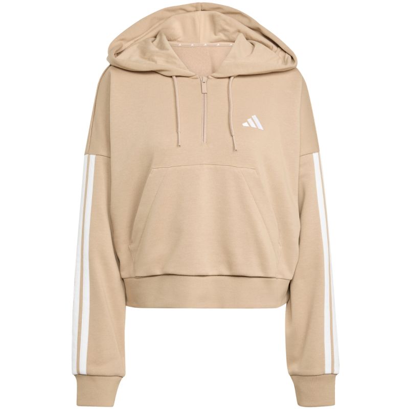 Women's Essentials 3-Stripes French Terry Hoodie Quarter Zip Beige JX7676 2xs kapucnis pulóver