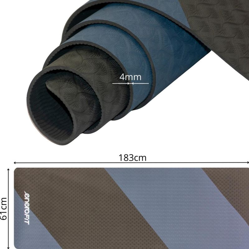 Enero Yoga And Fitness Mat Tpe Anti-Slip Black And Blue Fit fekete mats, training equipment