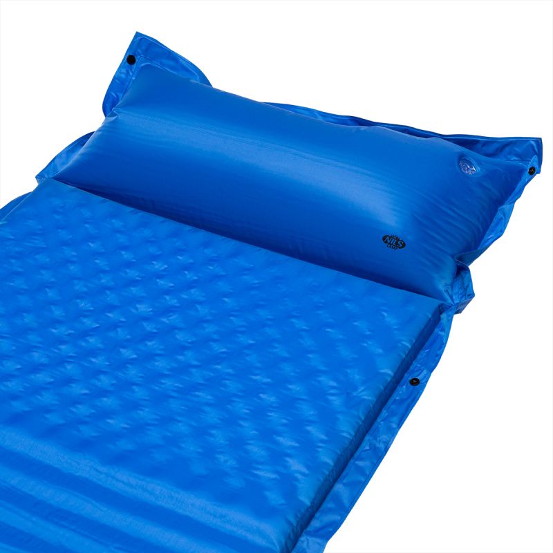 NILS CAMP NC4001 self-inflating mat with pillow, blue - 3.8 cm