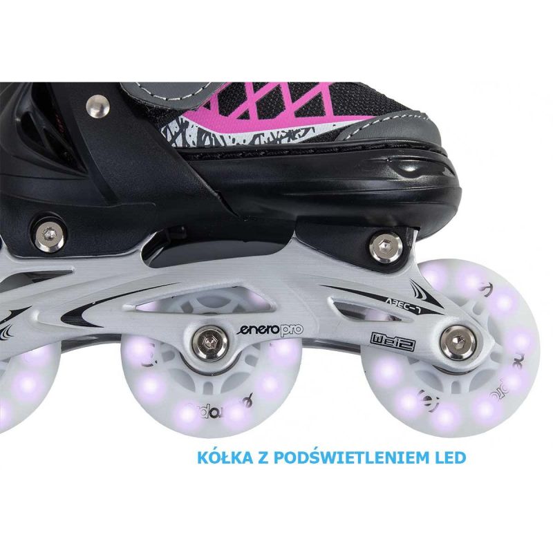 Enero Pro Roller Skates-Roller Skates-Ice Skating 4in1 Led 34-37 Pink-Gray szürke skates, roller skates