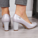 Inny Sergio Leone W Silver Pearl Heel Pumps szürke utcai cipő SK193C