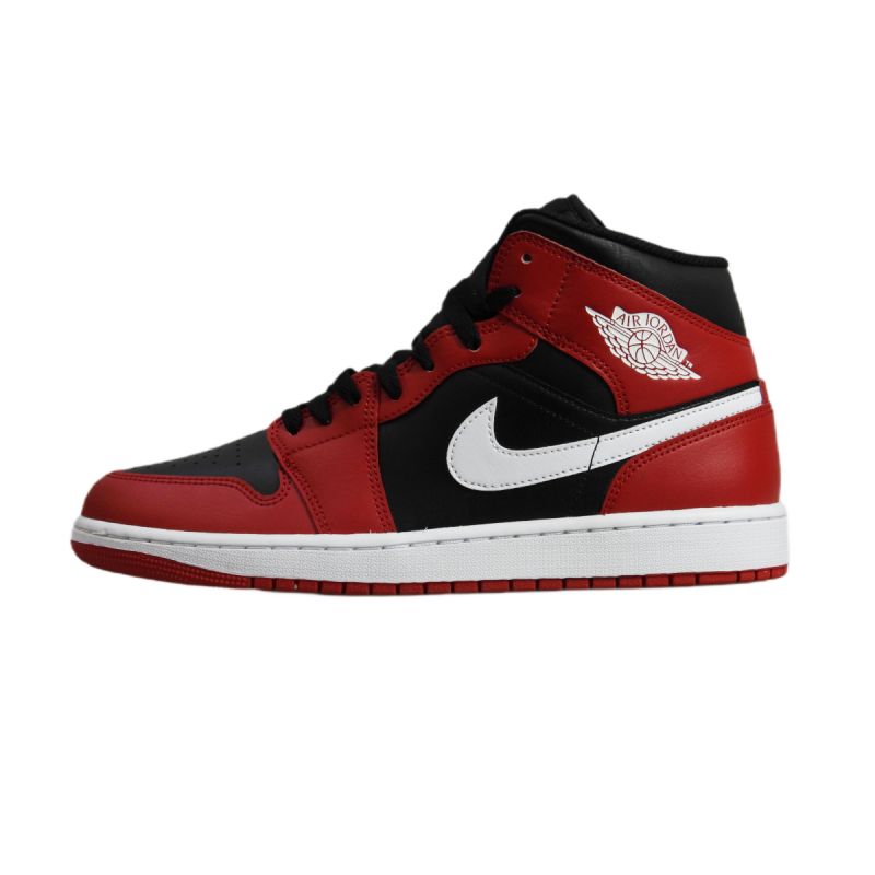AIR Jordan 1 Mid Men's Basketball Black/Gym Red/White - piros cipő