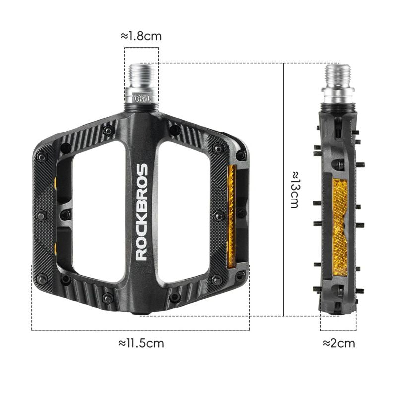 Rockbros Reflective Nylon Bicycle Pedals - Black