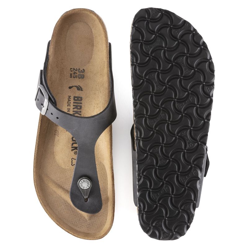 Birkenstock Gizeh NU Oiled Black Regular Women's/Men's Flip-Flops Oiled Leather for Wide Feet (0845251) general