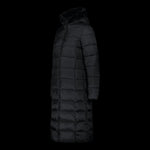 CMP women's long winter coat, insulated with hood, black ( ) fekete dzseki