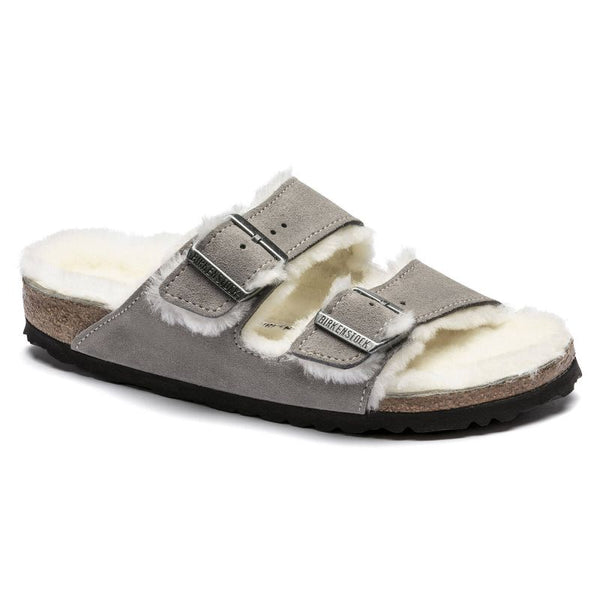 Birkenstock Women's/men's insulated flip-flops Arizona Shearling Stone Coin suede with lamb's wool narrow (1017403) cipő