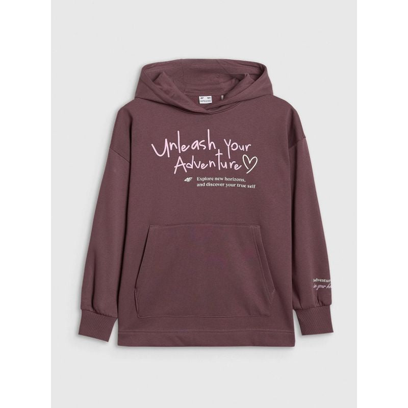 Oversized sweatshirt with hood, unzipped, for girls, 4F 4FJRAW25TSWSF2429-51S kapucnis pulóver