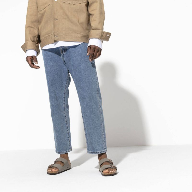 Birkenstock Arizona Birko-Flor Nubuck Stone regular women's/men's flip-flops wide gray (0151211) cipő
