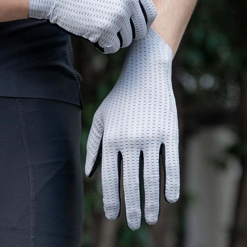 Rockbros Breathable Full Finger Cycling Gloves, Size: S - Gray szary \ s kesztyű