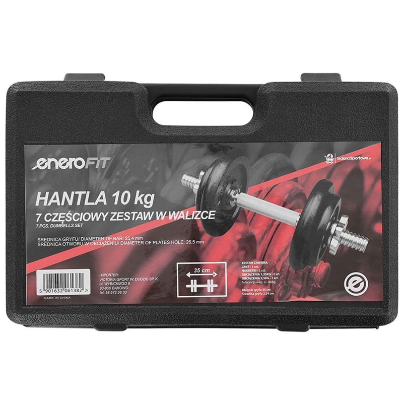 Enero Cast Iron Dumbbell 10 Kg Fit Case fekete dumbbell, strength training equipment, training equipment