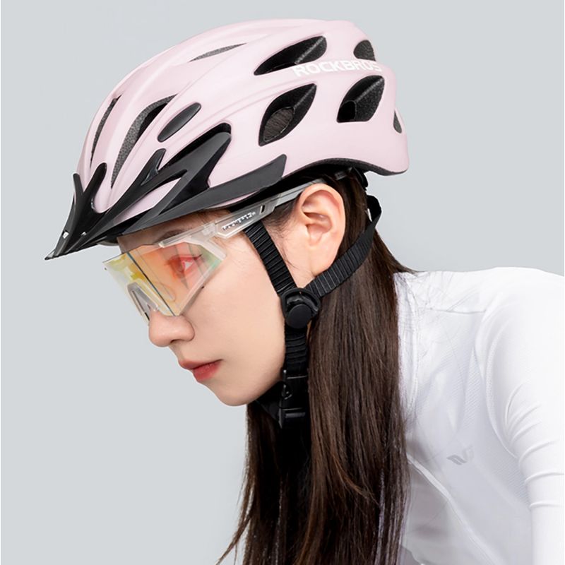 Rockbros Bike Helmet with Visor, Detachable UV Goggles, Detachable Visor, Unisex - Pink rózsaszín kiegészítő 304004-189135