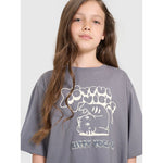 Oversized T-shirt with print for girls 4F 4FJRAW25TTSHF3197-22S póló