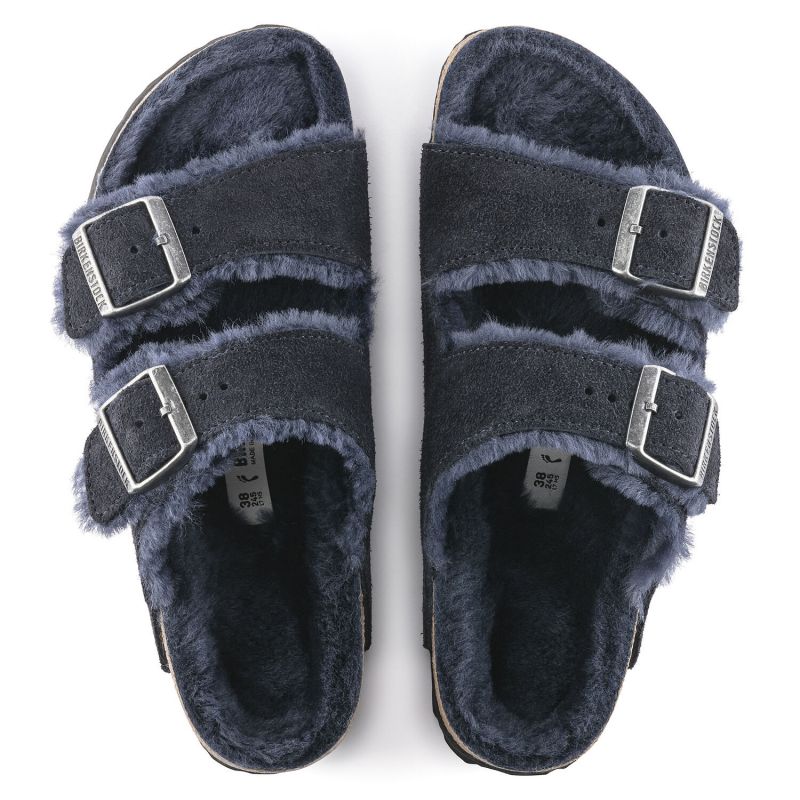 Birkenstock Arizona VL Shearling Midnight Suede Leather Insulated Flip-Flops Wide Regular (1020592) cipő