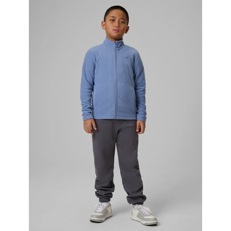 Regular fleece without hood for boys 4F 4FJRSS26TFLEM508-32S kapucnis pulóver