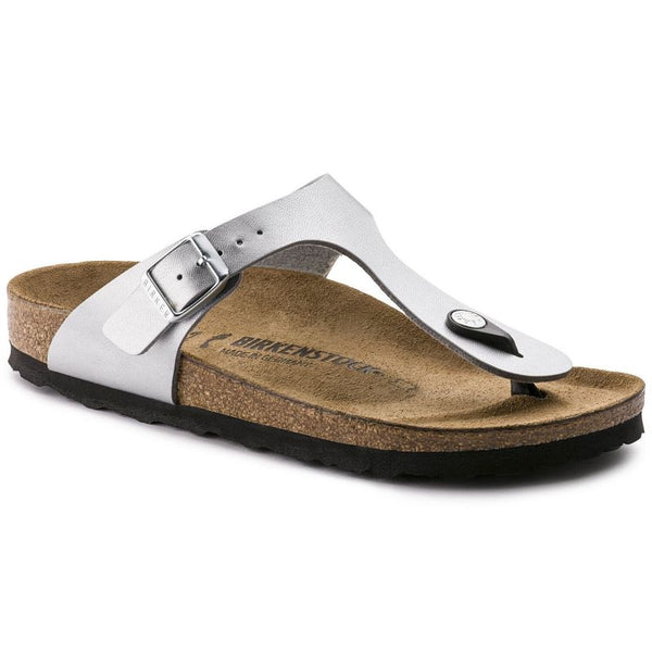 Birkenstock Silver Gizeh Birko-Flor narrow women's flip-flops (0043853) general