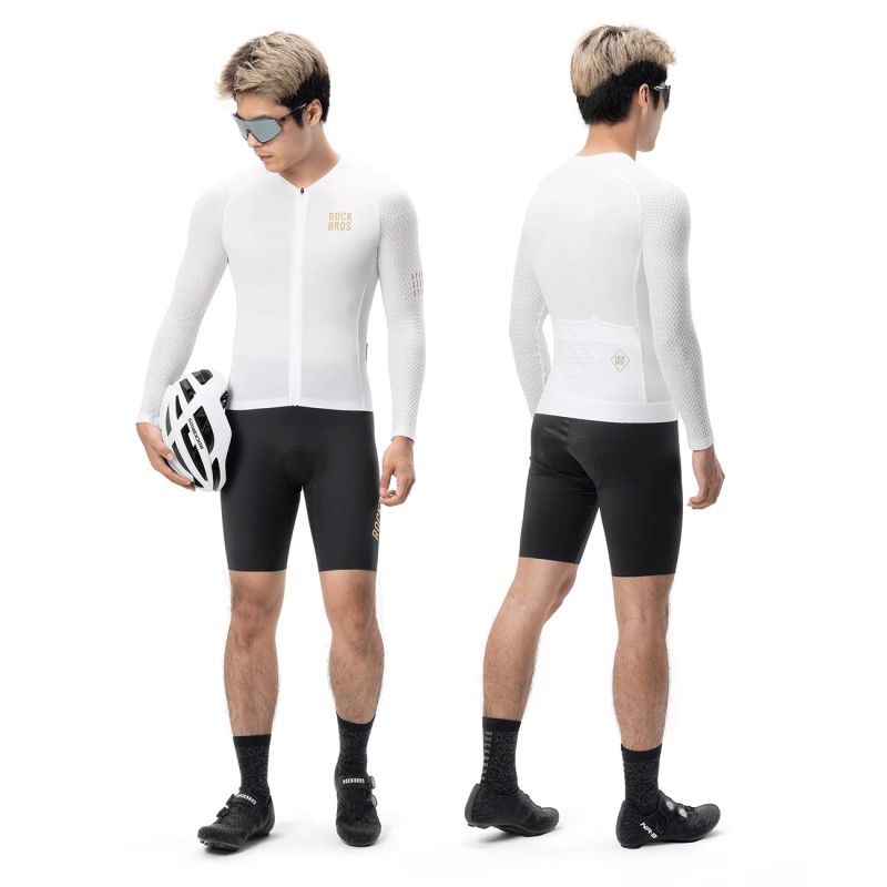 Rockbros Diamond Long Sleeve Cycling Jersey Size M - White biały \ m póló