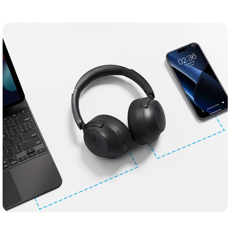 head QCY H3S Wireless On-Ear Headphones with LDAC and ANC Noise Cancellation - Black czarny headsets