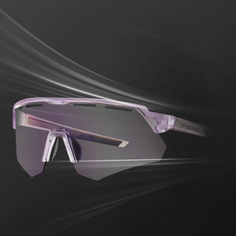 Rockbros Polarized Cycling Glasses with UV Protection and Corrective Insert - Purple lila glasses, training equipment