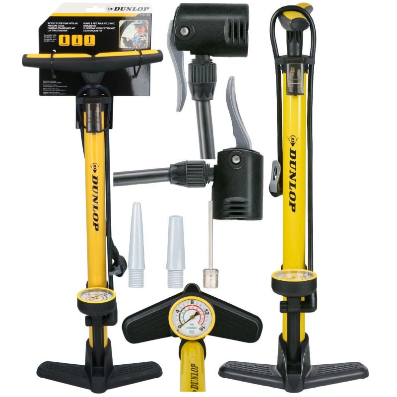 Dunlop Workshop Bicycle Pump (16bar) With Manometer Yellow sárga pumpa GSP-255255