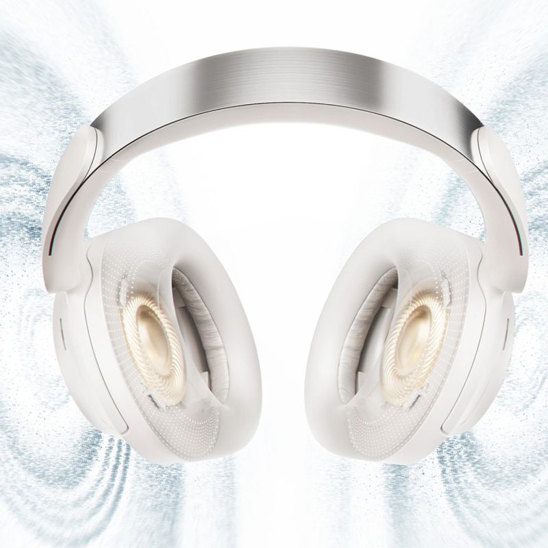 head QCY H3S Wireless On-Ear Headphones with LDAC and ANC Noise Cancellation - White biały headsets