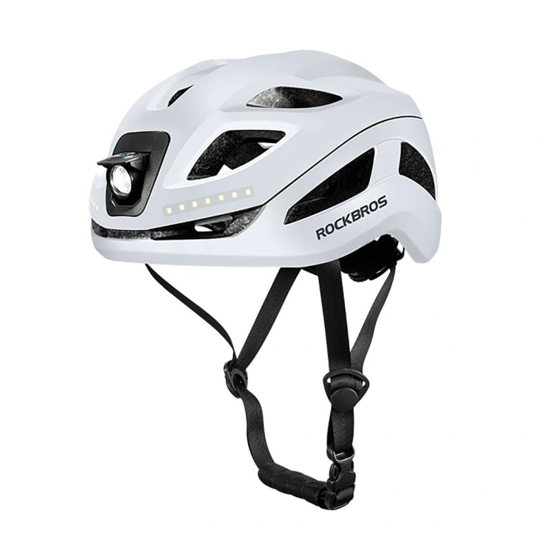 Rockbros ZK-077 Bicycle Helmet with Integrated Multi-Directional Lighting 57-61 cm - White biały helmets, lights