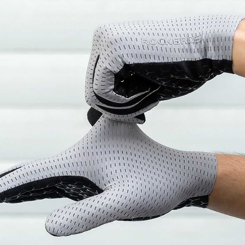 Rockbros Breathable Full Finger Cycling Gloves, Size: S - Gray szary \ s kesztyű
