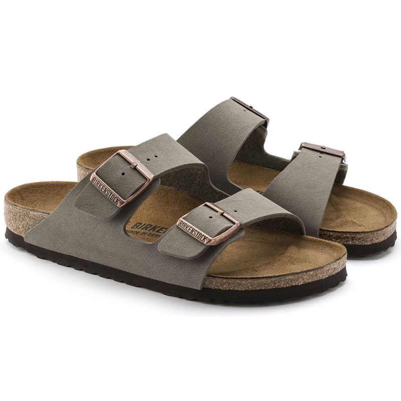 Birkenstock Arizona Birko-Flor Nubuck Stone regular women's/men's flip-flops wide gray (0151211) cipő
