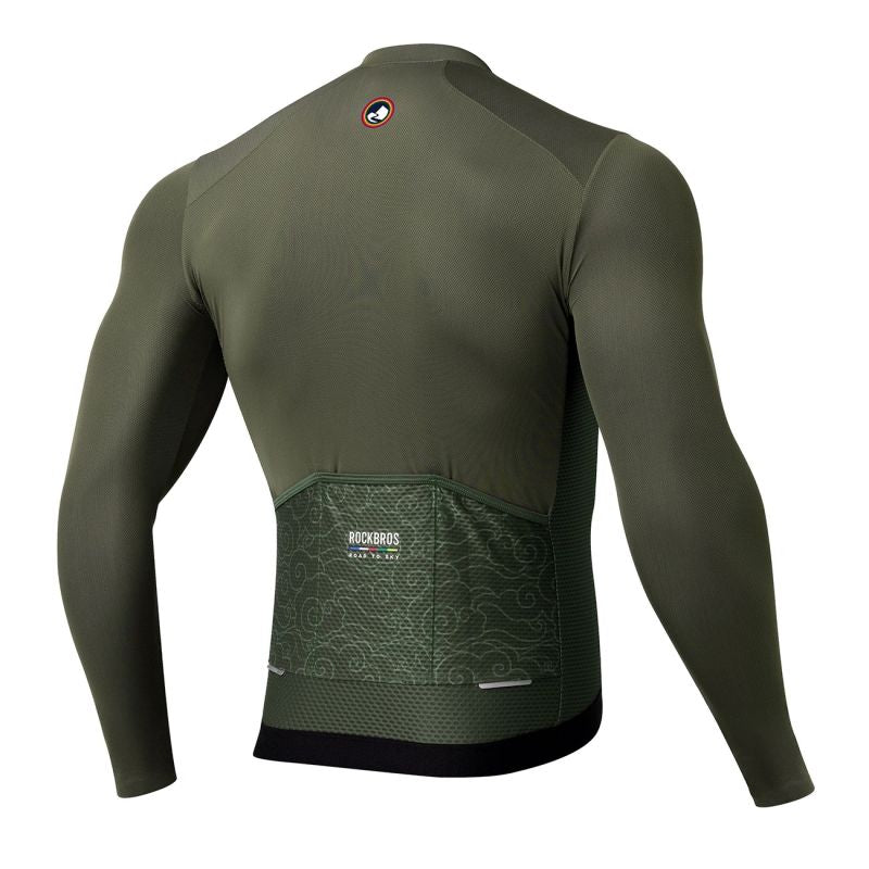 Rockbros 15220003002 ROAD TO SKY men's long sleeve cycling jersey - green zöld póló