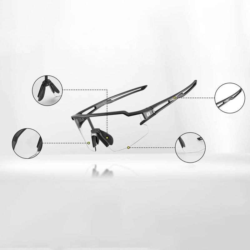 Rockbros 10173 Photochromic UV400 Cycling Glasses - Black and Red czarny || czerwony glasses, training equipment