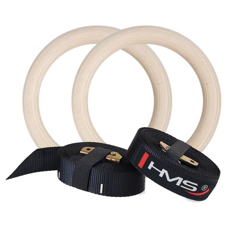 HMS Wooden gymnastic rings with measuring tape TX07 barna edzőfelszerelés 17-35-008