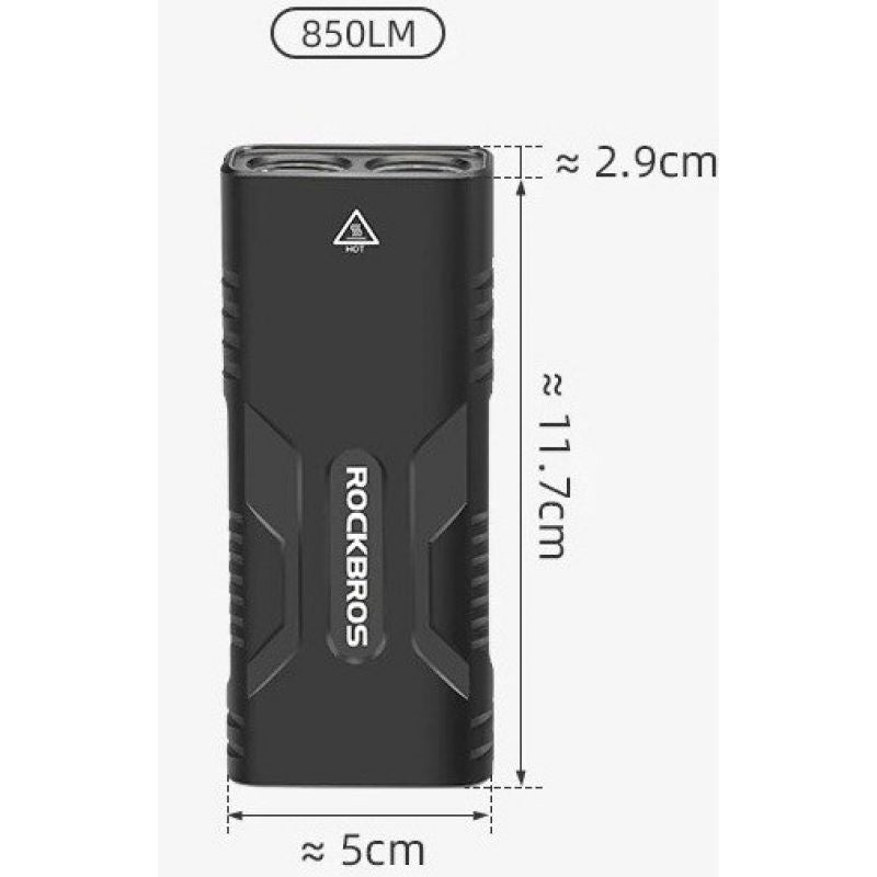 Rockbros 24310002001 Bicycle Light, 850 lm, with Power Bank Function + USB-C to USB-A Cable – fekete utcai cipő Rockbros-24310002001