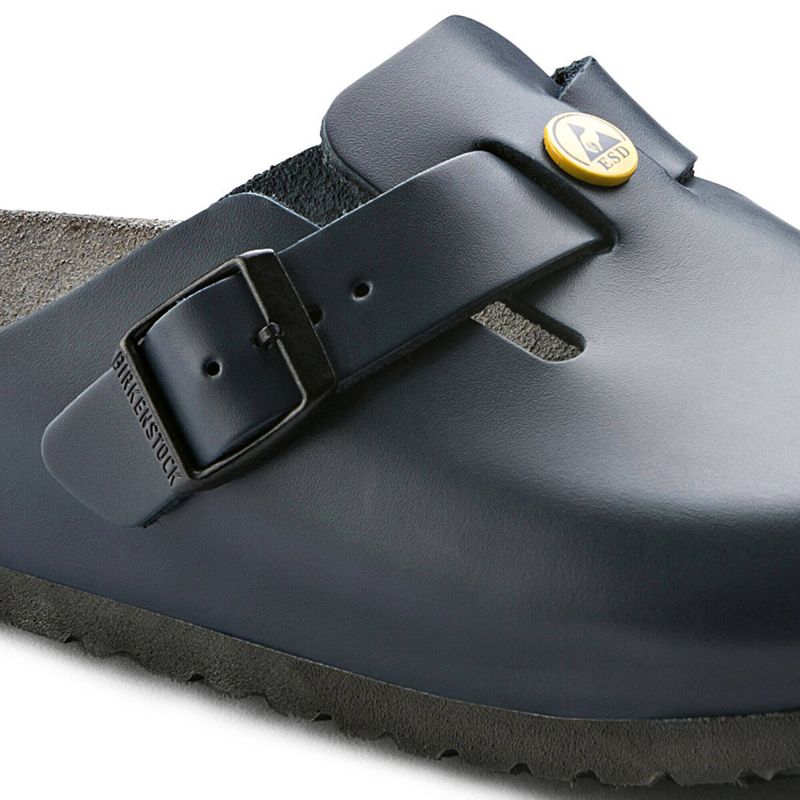 Birkenstock Women's Boston ESD Blue clogs natural leather narrow slippers (0061388) cipő