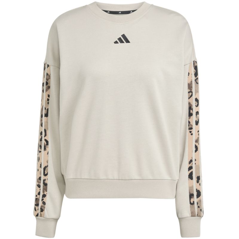 adidas Women's Animal Print 3-Stripes French Terry Sweatshirt Cream JM1836 General