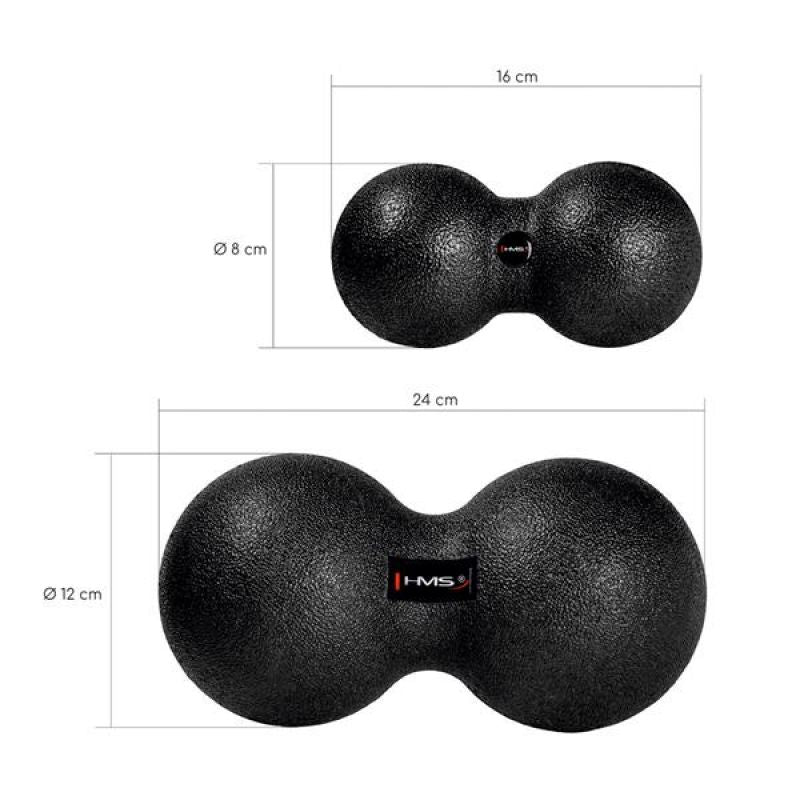 HMS Double Massage Ball / Duo Ball BLM02 12*24CM fekete edzéssegítő 17-42-023