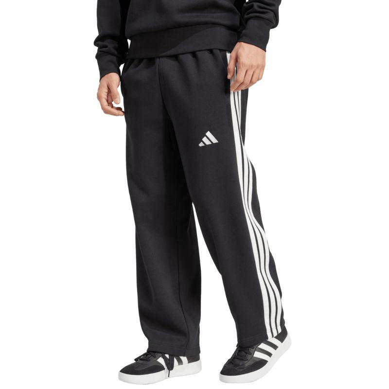 Men's adidas Essentials Three Stripes Fleece Wide Leg Pants Black JM1770 fekete kapucnis pulóver