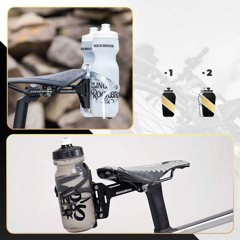 Rockbros 31210003001 Bottle Cage Adapter for Aluminum Saddle - Black fekete training equipment