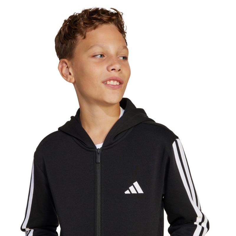 adidas Essentials Full-Zip Kids' Sweatshirt Black and White JD6494 General