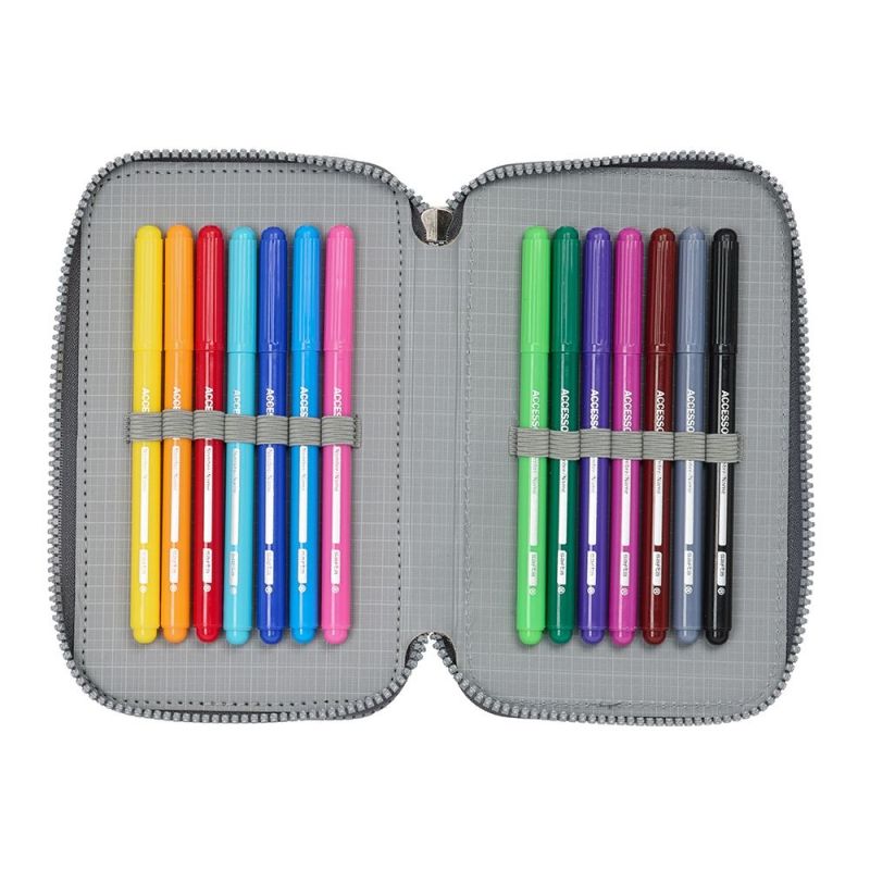 Real Madrid double filled pencil case with accessories 28 pcs wielokolorowy tolltartó