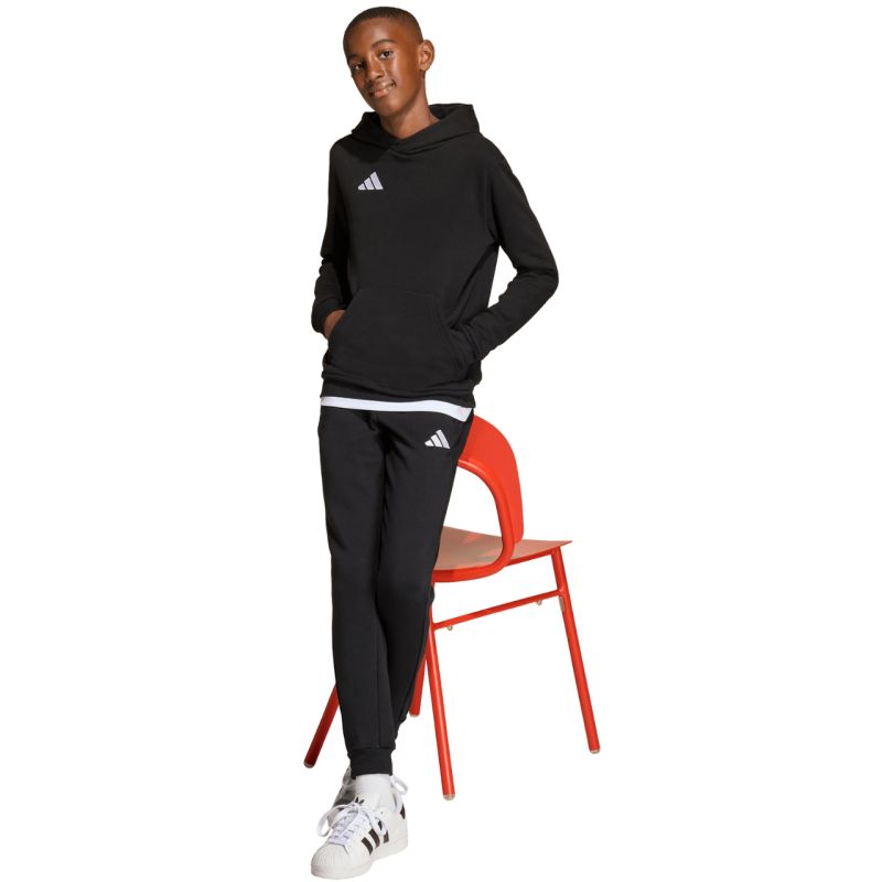 adidas Entrada 26 Hoody black JZ6569 104cm kapucnis pulóver
