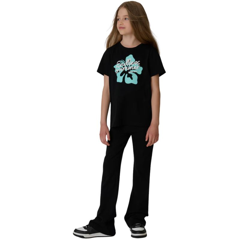 4F T-shirt for girls F2938 deep 20S fekete póló 4FJWSS26TTSHF293820S