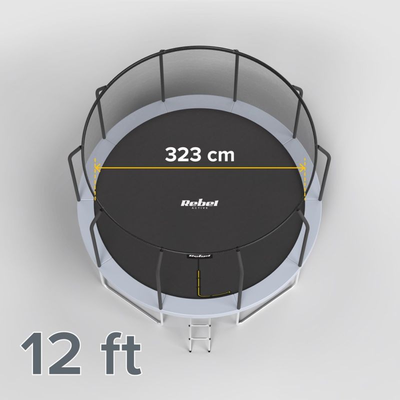 Rebel Active Trampoline Pro 12ft/366cm, Net, Ladder sportfelszerelés RBA-8003