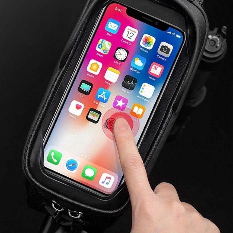 Rockbros B68-1 frame-mounted bicycle bag with phone pocket, 1.7l, black