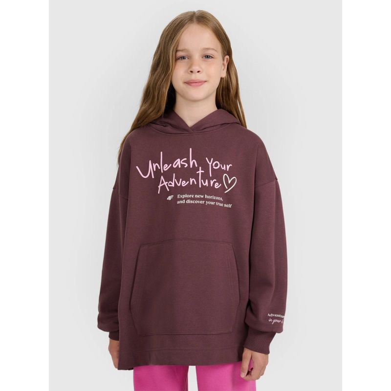 Oversized sweatshirt with hood, unzipped, for girls, 4F 4FJRAW25TSWSF2429-51S kapucnis pulóver