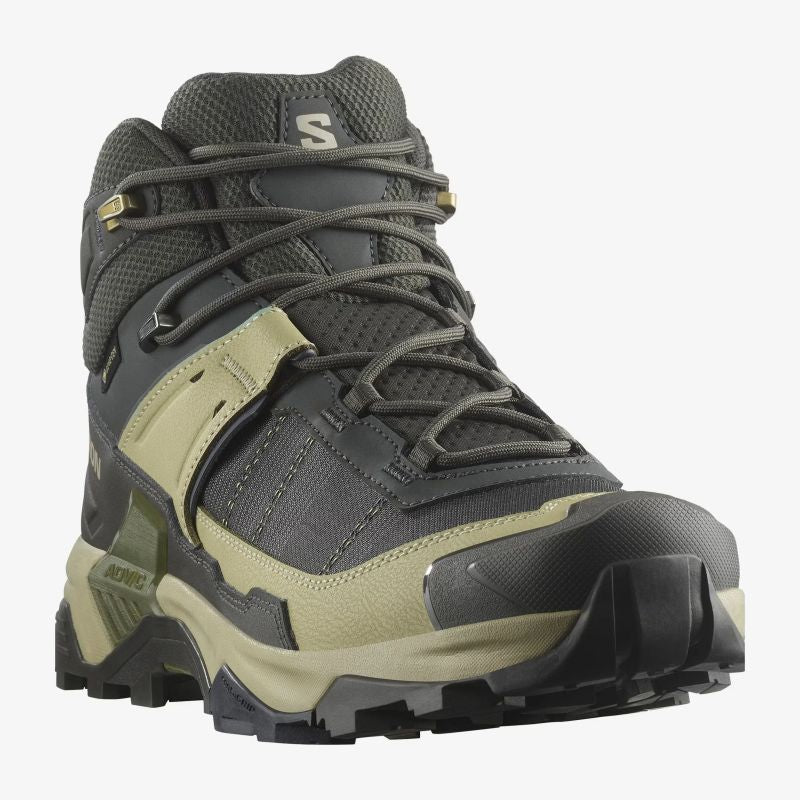 Salomon X Ultra 5 Mid GTX hiking - peat/gray green/blue szürke utcai cipő