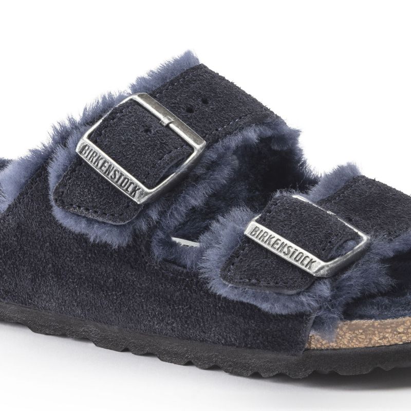 Birkenstock Arizona VL Shearling Midnight Suede Leather Insulated Flip-Flops Wide Regular (1020592) cipő